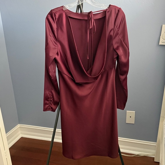 Banana Republic Deep Burgundy Long Sleeve Dress with Scooped Back - Picture 3 of 5